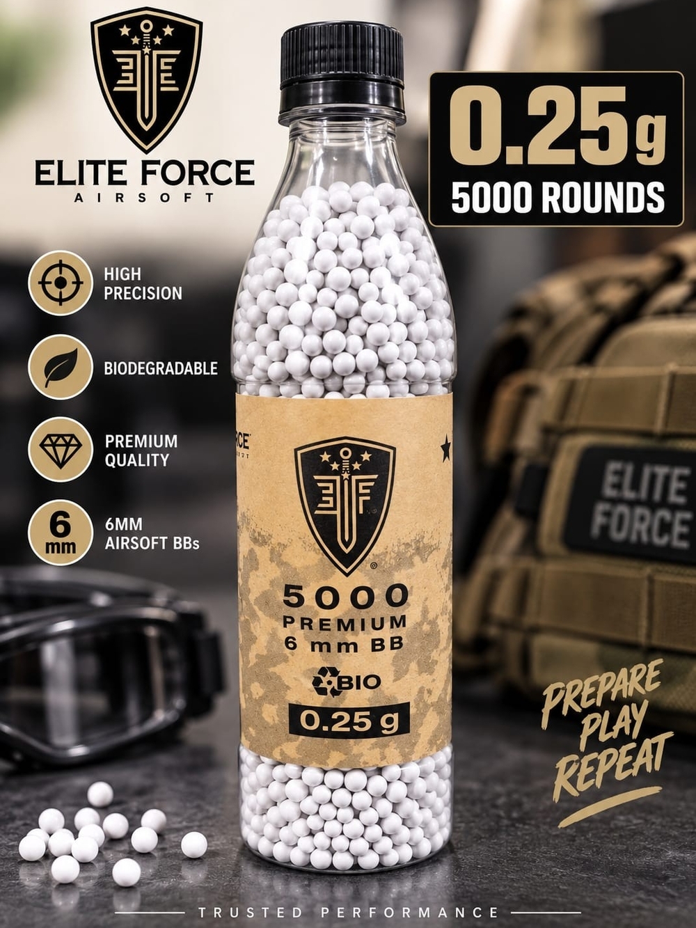 Elite Force 5000 Premium BIO 6mm Airsoft BBs 0.25g White Biodegradable Ammo New